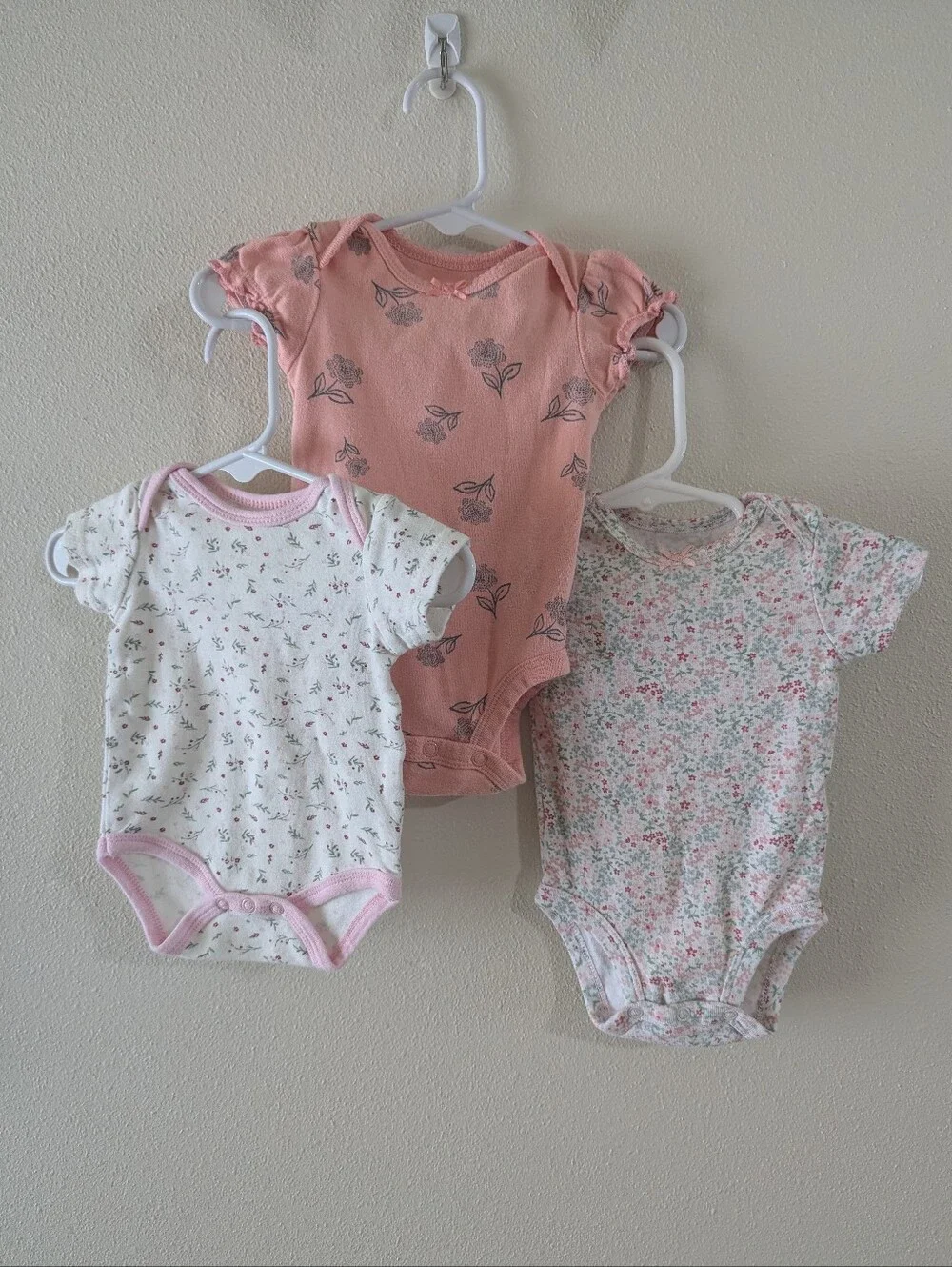 3 Baby Girl Bodysuits Sz 0-3